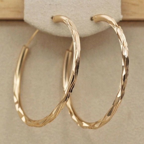 New 18k Gold Plated Hoop Earrings - Picture 2 of 9
